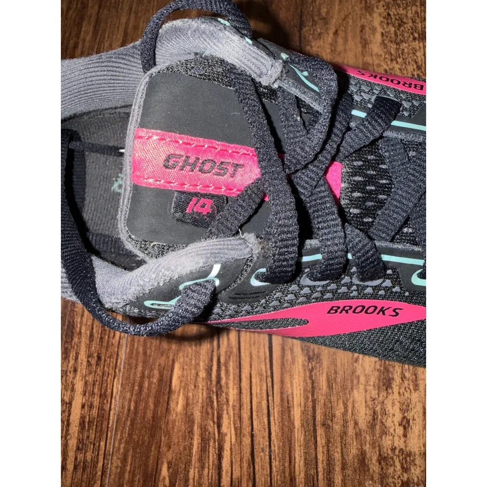 Brooks Ghost 14 Womens Running Shoes Black Pink Teal 1203561B013 Size 7 Medium B